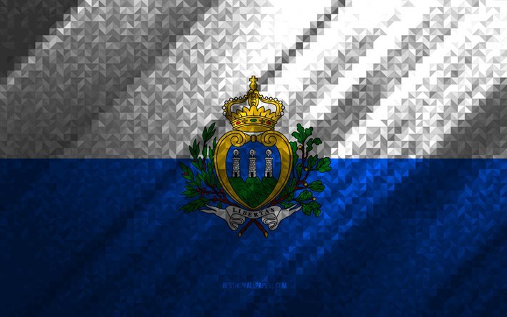 San Marino flagga, m&#229;ngf&#228;rgad abstraktion, San Marino mosaikflagga, San Marino, mosaik konst
