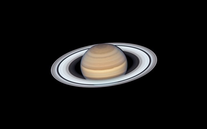 Saturn, solar system, planets, Saturn on black background