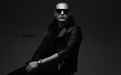 DJ Snake, William Samiska Etienne Grigahcine, 4k, Franska DJ, svartvitt, portr&#228;tt