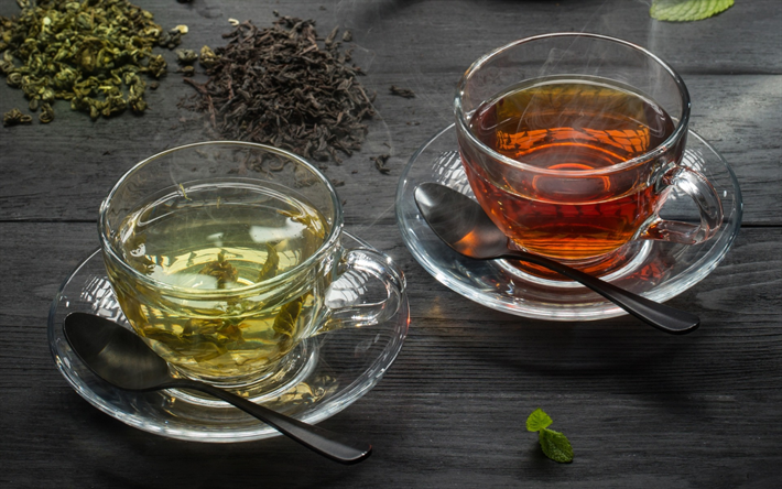 gr&#252;ner tee, getr&#228;nke, schwarzer tee, tasse tee