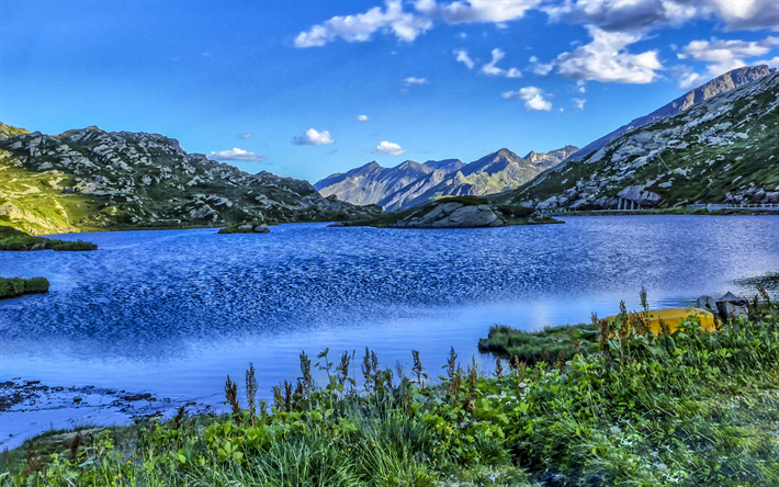 Sveitsi, 4k, alpine lake, Alpeilla, HDR, San Bernardino, Euroopassa
