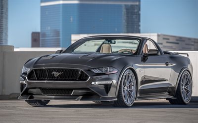 Ford Mustang GT, Convertible, 2017, sports cars, gray cabriolet, American cars, Ford