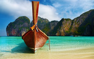 Phi Phi Adaları, deniz, plaj, tekne, Tayland, Phuket, Seyahat