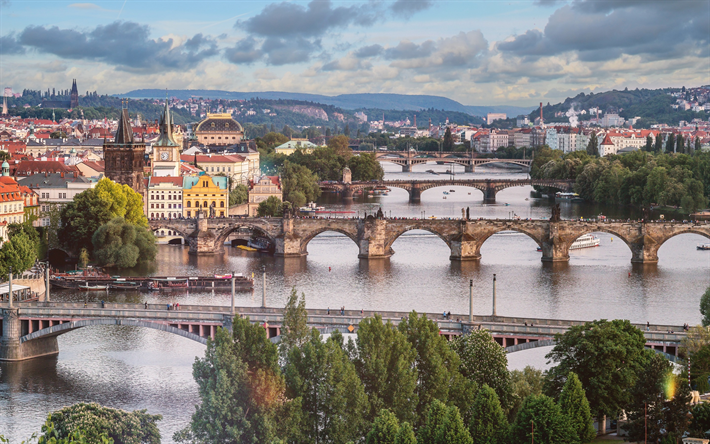Prag, Charles Bridge, sev&#228;rdheter, gamla stan, Tjeckiska Republiken, gamla broar