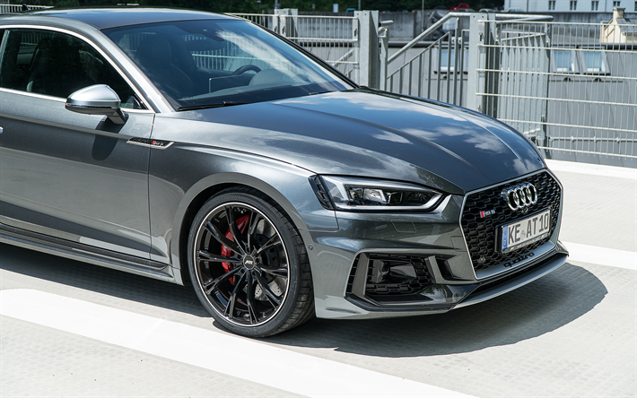 Audi RS5 Coup&#233;, 2017, ABT, Grigio RS5, tuning, grigio, coup&#232;, 4k, ruote nere, Audi