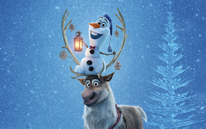 4k, Olafs Frozen Adventure, 2017 movie, Christmas, 3D-animation