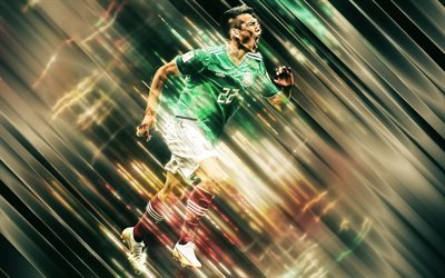 Hirving Lozano, 4k, creative art, blades style, Mexico national football team, Mexican footballer, striker, Mexico, green creative background, football