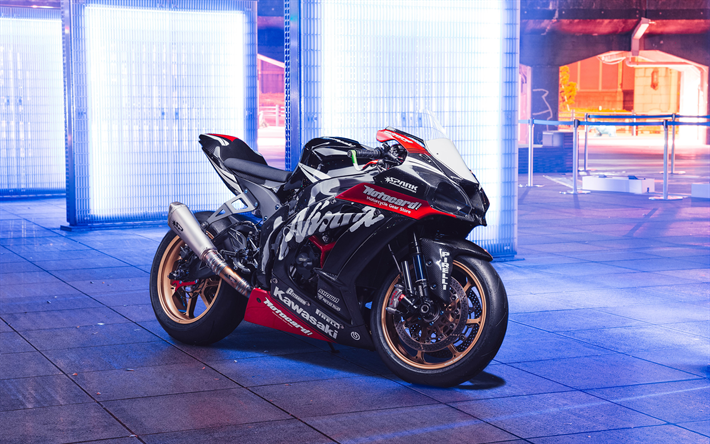 4k, Kawasaki Ninja ZX-10R, gece, 2018 bisiklet, superbikes, yeni ZX-10R, Kawasaki