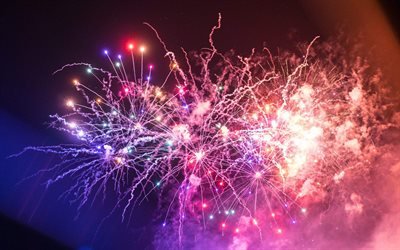 fireworks, explosions, New Year, night sky, holiday show