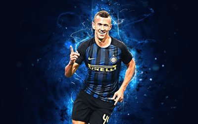 Ivan Perisic, joy, Internazionale, Croatian footballers, Serie A, Perisic, abstract art, soccer, neon lights, Inter Milan FC