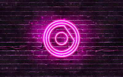 Nicky Romero violette logo, 4k, superstars, n&#233;erlandais DJs, violet brickwall, Nicky Romero logo, Nick Rotteveel, Nicky Romero, stars de la musique, Nicky Romero n&#233;on logo