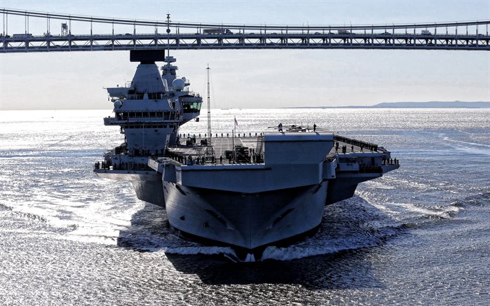 El HMS Queen Elizabeth, R08, portaaviones de la Royal Navy, la Reina Isabel de clase, Reino Unido, buque de guerra Brit&#225;nico, los portaaviones nucleares