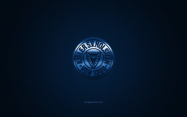 Holstein Kiel, club de football allemand, de la Bundesliga 2, logo bleu, bleu en fibre de carbone de fond, football, Kiel, Allemagne, Holstein Kiel logo
