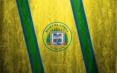 旗のHortolandia, 4k, 石背景, ブラジルの市, グランジフラグ, Hortolandia, ブラジル, Hortolandiaフラグ, グランジア, 石質感, フラグのブラジルの都市