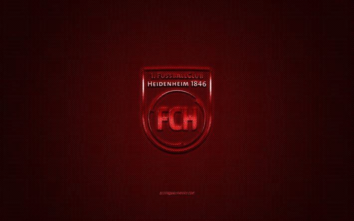 FC Heidenheim, French football club de Bundesliga 2, red logo, red carbon fiber de fond, football, Heidenheim, &#224; Chalezeule, France, FC Heidenheim logo