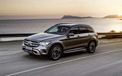 Mercedes-Benz GLC, 2020, side view, gray crossover, exterior, new gray GLC, german cars, Mercedes