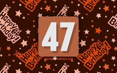 4k, 幸せに47歳の誕生日, オレンジの概要を背景, 誕生パーティー, 最小限の, 47歳の誕生日, 作品, 誕生日プ, 第47回誕生パーティー