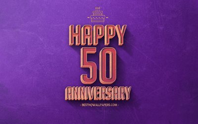 50周年記念, 紫色のレトロな背景, 創立50周年記念サイン, レトロ周年記念の背景, レトロアート, 嬉しい創立50周年記念, 周年記念の背景