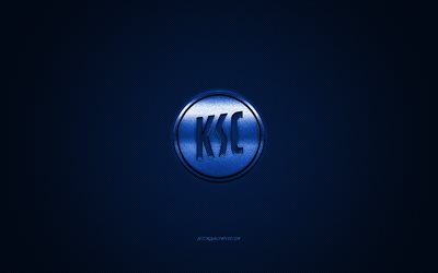Karlsruher SC, الألماني لكرة القدم, الدوري الالماني 2, الشعار الأزرق, ألياف الكربون الأزرق الخلفية, كرة القدم, كارلسروه, ألمانيا, Karlsruher SC شعار