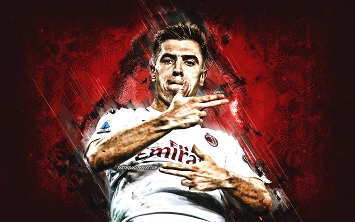 Gregory Perjantaina, Puolan jalkapalloilija, AC Milan, muotokuva, punainen kivi tausta, Serie, Italia, jalkapallo