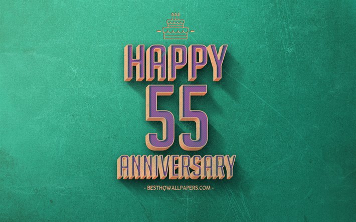 55 Years Anniversary, Turquoise Retro Background, 55th Anniversary sign, Retro Anniversary Background, Retro Art, Happy 55th Anniversary, Anniversary Background