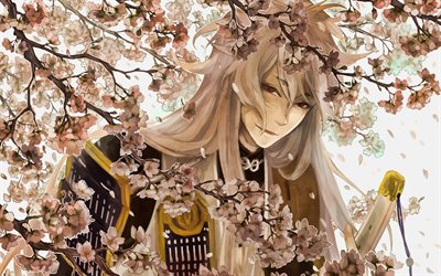 Touken Ranbu, la primavera, el manga, Kogitsunemaru, Kokaji Munechika, obras de arte, Mikazuki Munechika