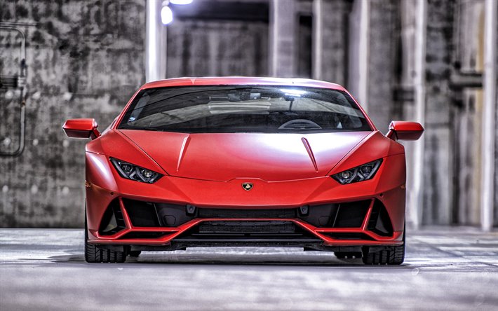 Lamborghini Huracan Evo, 2020, vue de face, à l'extérieur, voiture de sport rouge, rouge de nouvelles Huracan, le réglage, les Huracan, supercar, des voitures de sport italiennes, Lamborghini