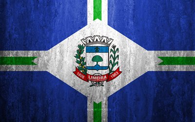 Bandiera di Limeira, 4k, pietra, sfondo, citt&#224; Brasiliana, grunge, bandiera, Limeira, Brasile, Limeira bandiera, arte, texture, le bandiere delle citt&#224; brasiliane