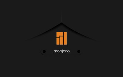 Linux Manjaro logo, stylish gray background, emblem, Manjaro, Arch Linux, Linux