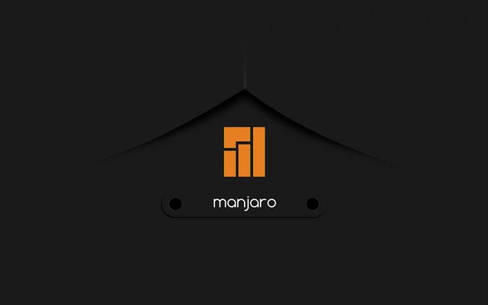Download Wallpapers Linux Manjaro Logo Stylish Gray Background Emblem