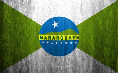Flagga Maranguape, 4k, sten bakgrund, Brasiliansk stad, grunge flagga, Maranguape, Brasilien, Maranguape flagga, grunge konst, sten struktur, flaggor av brasilianska st&#228;der