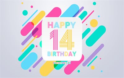 Happy 14 Years Birthday, Abstract Birthday Background, Happy 14th Birthday, Colorful Abstraction, 14th Happy Birthday, Birthday lines background, 14 Years Birthday, 14 Years Birthday party