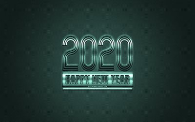 Felice Nuovo Anno 2020, Blu 2020 sfondo, metallo Blu 2020 sfondo, 2020 concetti, di Natale, 2020, Blu trama di carbonio