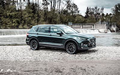 2019, Seat Tarraco, front view, exterior, green crossover, new green Tarraco, spanish cars, Seat