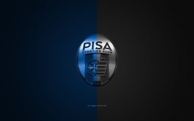 ACピサ1909年, ピサSC, イタリアのサッカークラブ, エクストリーム-ゾーンB, 青色のロゴ, ブルーカーボンファイバの背景, サッカー, ピサ, イタリア, ピサSCマーク