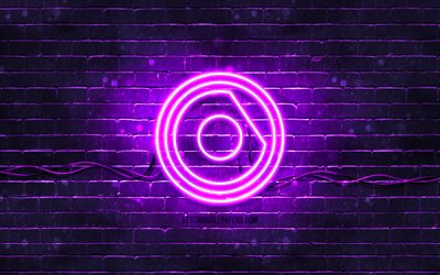 Nicky Romero violeta logotipo, 4k, superstars, holand&#234;s DJs, violeta brickwall, Nicky Romero logotipo, Nick Rotteveel, Nicky Romero, estrelas da m&#250;sica, Nicky Romero neon logotipo