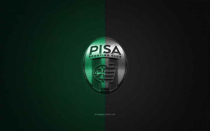 Pordenone Calcio, Italian football club, Serie B, green-black logo, green-black carbon fiber background, football, Pordenone, Italy, Pordenone Calcio logo