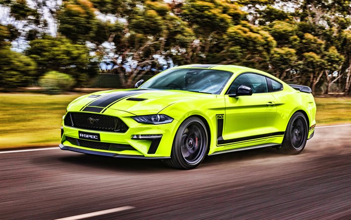 4k, Ford Mustang GT Fastback R-SPEC, road, 2019 cars, supercars, HDR, 2019 Ford Mustang, american cars, Ford