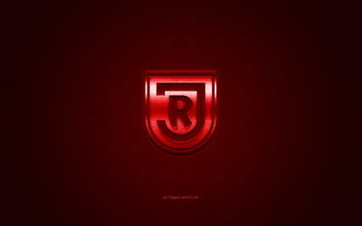SSV Jahn Regensburg, German football club, Bundesliga 2, красный logo, красный carbon fiber background, football, Regensburg, Germany, SSV Jahn Regensburg logo