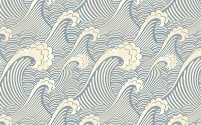abstract waves background, 4k, waves patterns, retro backgrounds, abstract wavy background