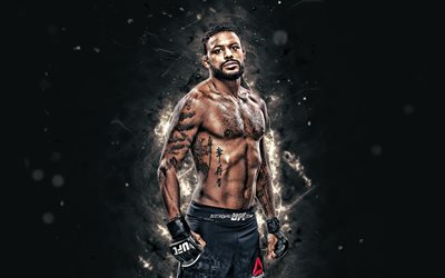 Michael Johnson, 4k, white neon lights, american fighters, MMA, UFC, Mixed martial arts, Michael Johnson 4K, UFC fighters, MMA fighters, Michael Julian Johnson