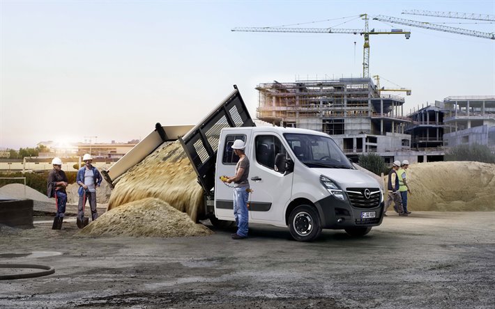 Opel Movano, 2019, dump truck, cargo truck, new white Movano, Opel, Commercial Vans