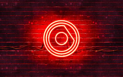 Nicky Romero punainen logo, 4k, supert&#228;hti&#228;, hollantilainen Dj, punainen brickwall, Nicky Romero-logo, Nick Rotteveel, Nicky Romero, musiikin t&#228;hdet, Nicky Romero neon-logo
