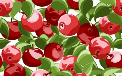 las manzanas rojas patrones, texturas de alimentos, las manzanas rojas or&#237;genes, frutas de patrones, frutas minimalismo, frutas fondos, fondo con manzanas