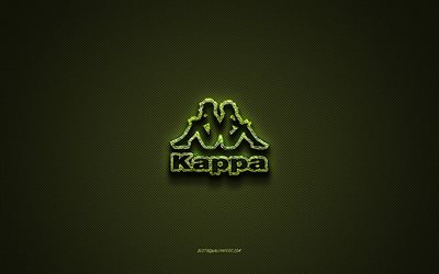 Logotipo Kappa, logotipo criativo verde, logotipo de arte floral, emblema Kappa, textura de fibra de carbono verde, Kappa, arte criativa