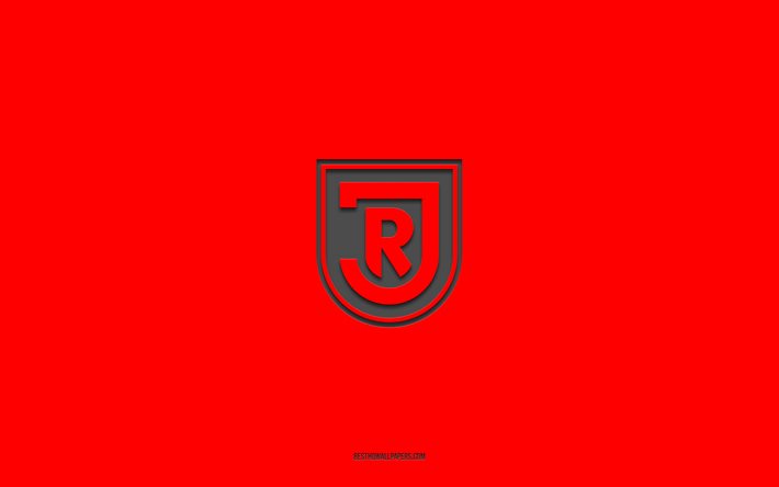 SSV Jahn Regensburg, fond rouge, &#233;quipe allemande de football, embl&#232;me SSV Jahn Regensburg, Bundesliga 2, Allemagne, football, logo SSV Jahn Regensburg