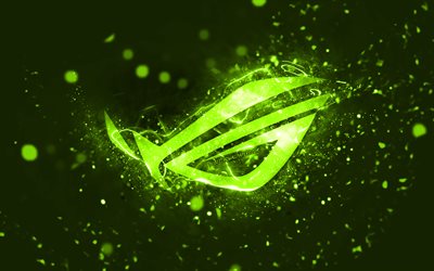 Rog lime logo, 4k, lime neon lights, Republic Of Gamers, creative, lime abstract background, Rog logo, Republic Of Gamers logo, Rog