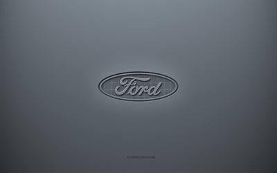 Ford logo, gray creative background, Ford emblem, gray paper texture, Ford, gray background, Ford 3d logo