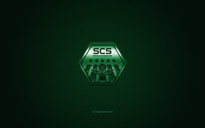 SC Sagamihara, Japanese football club, green logo, green carbon fiber background, J2 League, football, Sagamihara, Japan, SC Sagamihara logo