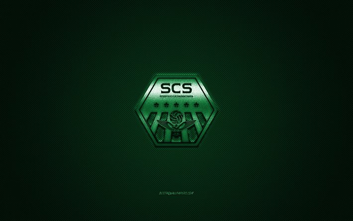 SC Sagamihara, Japanilainen jalkapalloseura, vihre&#228; logo, vihre&#228; hiilikuitu tausta, J2 League, jalkapallo, Sagamihara, Japani, SC Sagamihara logo